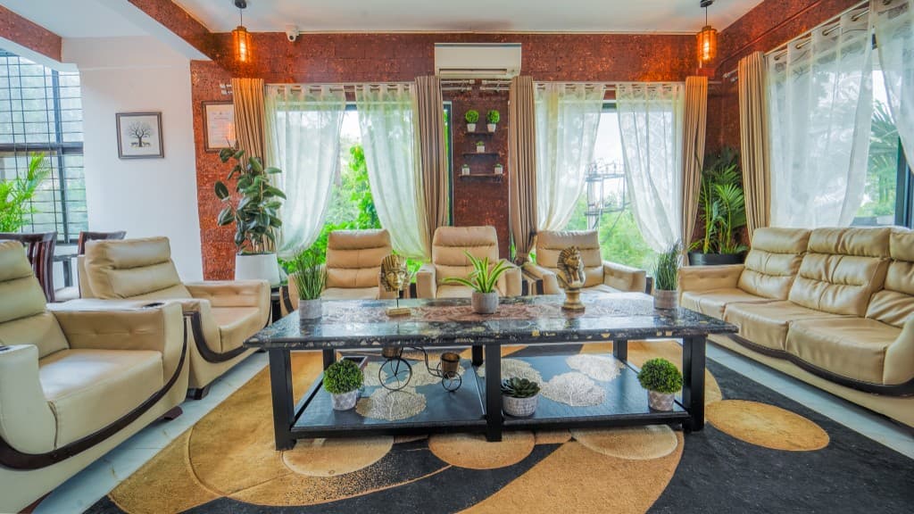 Mountain Nest living room with Balinese interiors